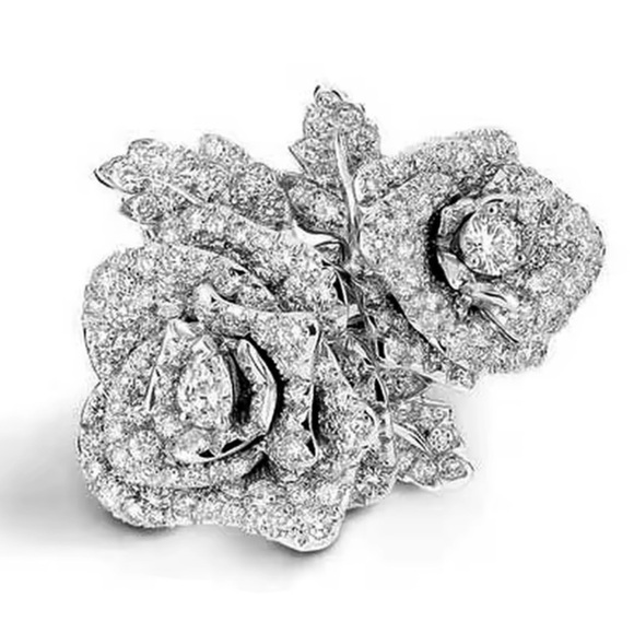 Rose Elegant Silver Floral Ring - Picture 11 of 14
